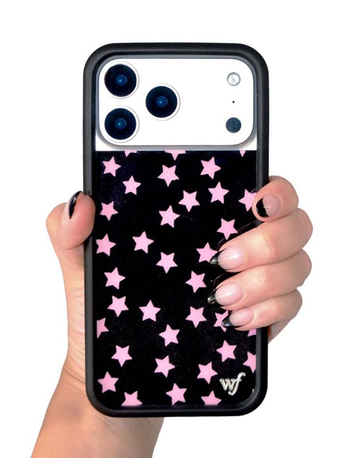 Image of Wildflower Cases - Compatible with iPhone 16 Pro Max | Protective Black Bumper, 4ft Drop Test Certified, Women Owned Small Business | Pink Trendy y2k Alt Girl Super Cute Star