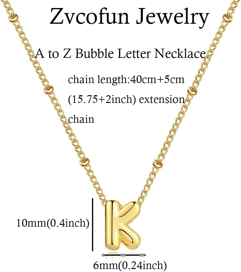 Bubble Letter Necklace Gold, Dainty Initial Necklaces for Women 14K Gold Plated Small A to Z Name Necklace Personalized Simple Initial Pendant Cute Choker Necklaces for Women Trendy Jewelry - Image 4