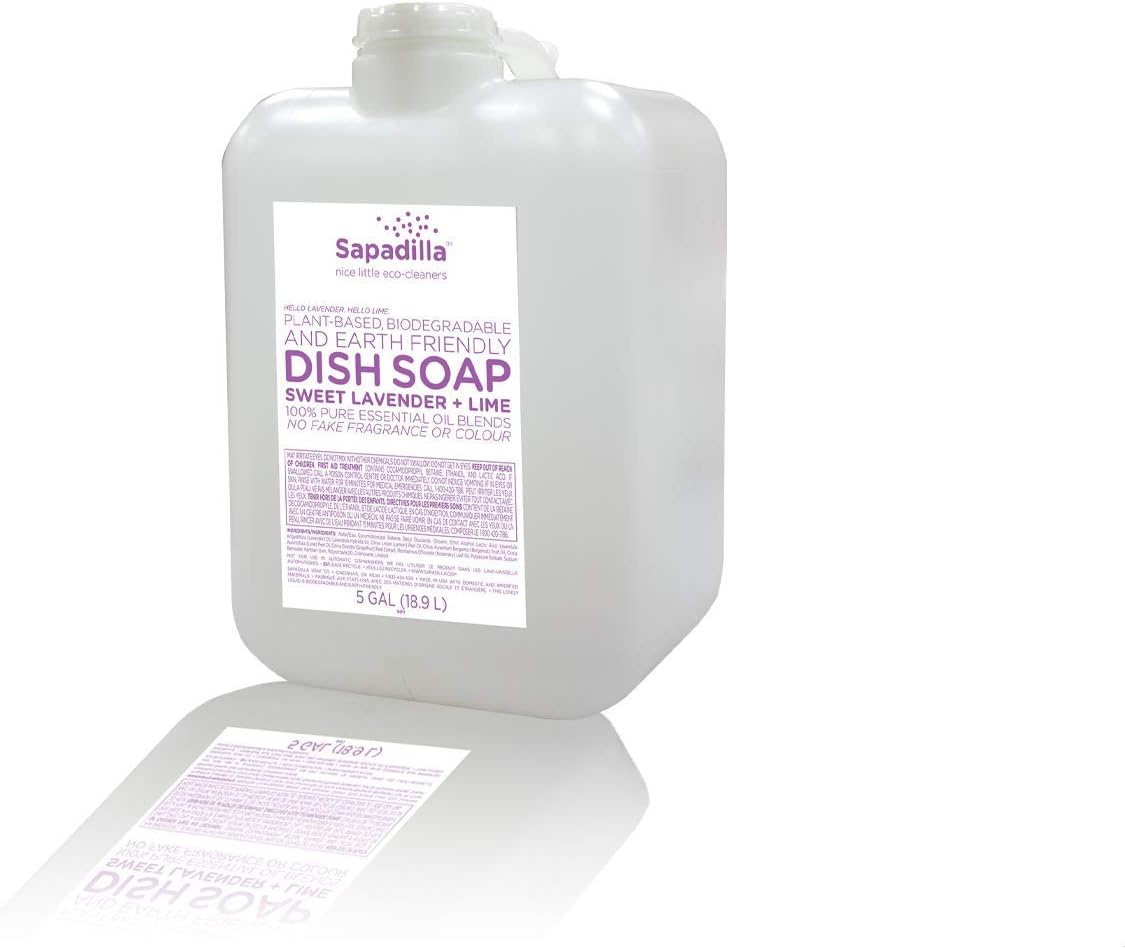 Sapadilla Sweet Lavender + Lime Biodegradeable Liquid Dish Soap, 5 Gallon Bulk Refill Amazon