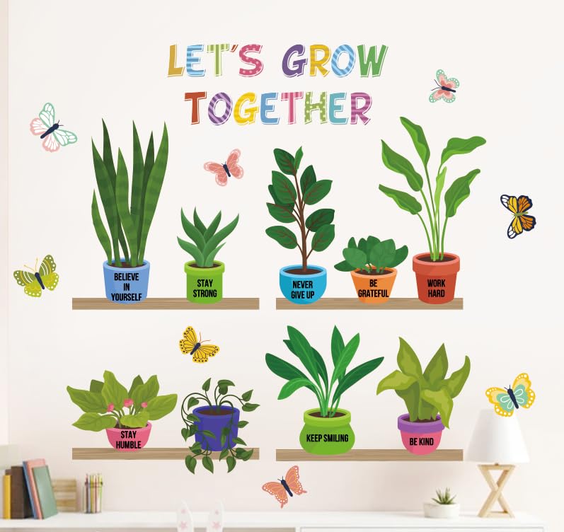 Plantes vertes déco tableau d'affichage pour classe stimulante