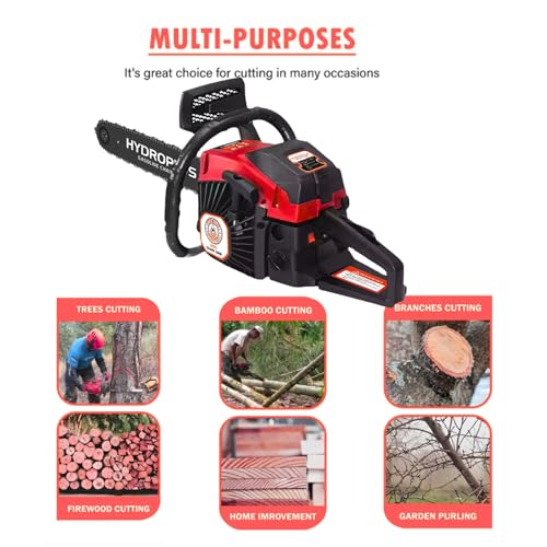 Image of HYDCS6200 Petrol Chainsaw | 62cc 2-Stroke Engine | 20 inch Guide Bar | 0.200L Fuel Tank | Heavy-Duty Wood Cutting Tool for Farming, Tree Felling, Branch Trimming & Outdoor Use