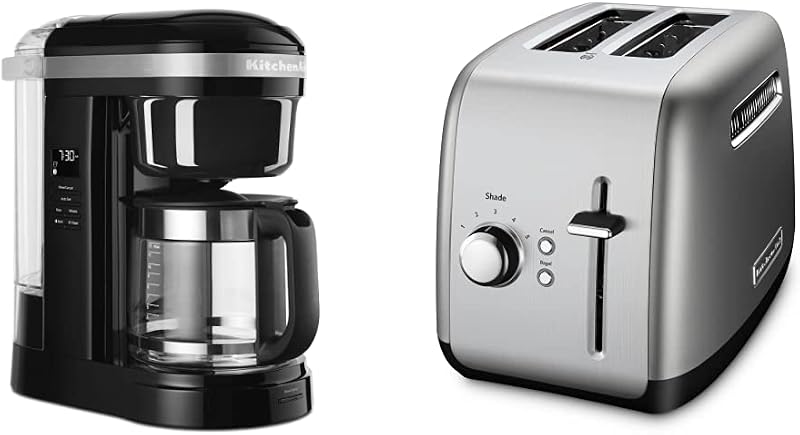 Cafetera KitchenAid de 12 tazas + tostadora de 2 rebanadas, plateada