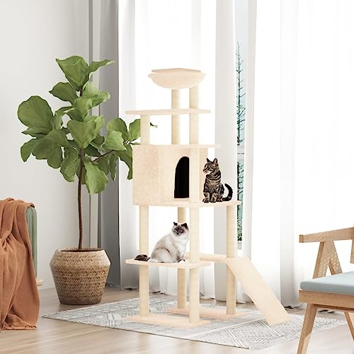 Arbre à chat 166 cm stable anti-stress pour petits et grands chats