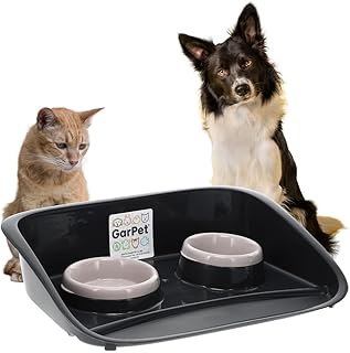 GarPet Futterstation Hund 2 Näpfe Futterbar mit erhöhter Rückwand Spritzschutz rutschfeste Hundebar Futternapf Wassernapf Unterlage Matte Hunde Katzen product image