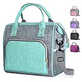 WONDAY Insulated Lunch Bag for Women, Reusable Leakproof Large Lunch Box with Adjustable Shoulder Strap, Multi-Pocket Lunch Bag Women for Work, Office, Picnic, Outdoor(Green)