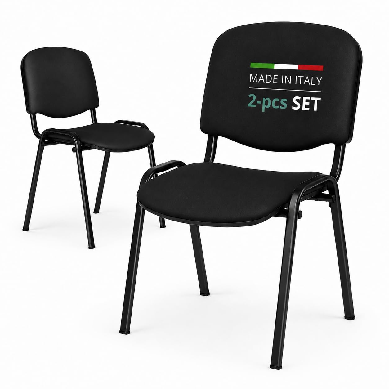 Topsit Lot de 2 Chaises Visiteur ISO Chaise de conférence empilable et Confortable avec Assise et Dossier rembourré