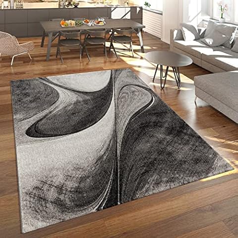 Paco Home Modern Living-Room Rug Abstract Wave Pattern in Grey, Size: 3'11" x 5'7" Cover