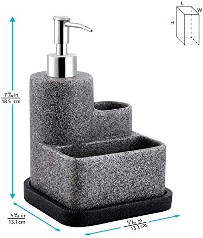 Miniatura 7 de ZCCZ Dispensador de jabón negro con soporte para esponja, dispensador de jabón de cocina, organizador de esponja y soporte para cepillo 3 en 1,