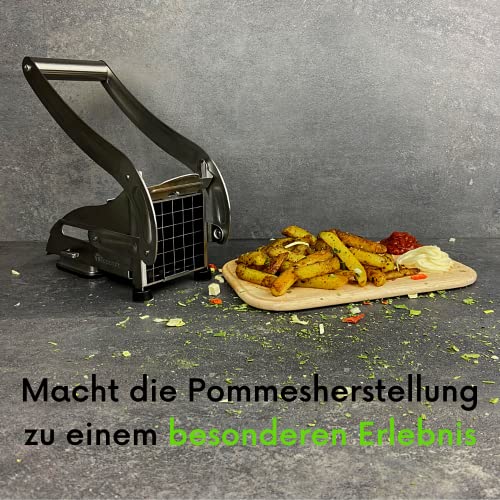 Topcroft Pommesschneider Edelstahl, 2 Schneidegrößen für individuelle Pommesdicke, Rutschfester Vakuumfuß, Gemüseschneider für einfachen & gesunden Pommesgenuss, Pommespresse, Frittenschneider – Bild 8