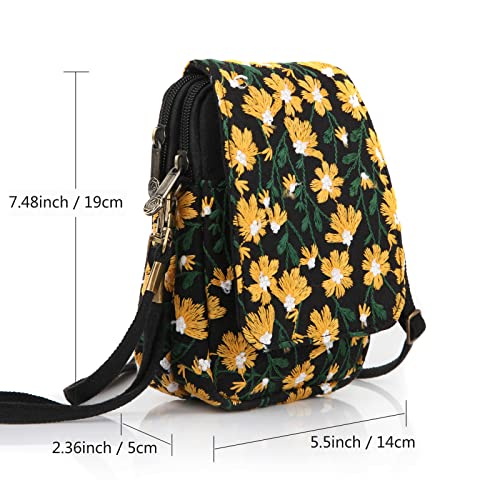 Image of SILKAREA Embroidered Cute Mini Crossbody Bag for Women Small Handbags Wristlet Wallet Bag Cell-phone Pouch Coin Purse