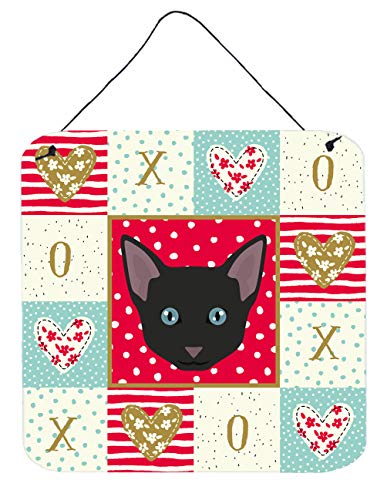 Caroline's Treasures CK5155DS66 Russian White Black Cat Love Wall or Door Hanging Prints, Red Aluminum Metal Sign Kitchen Wall Bar Bathroom Plaque Home Decor, 6x6, Multicolor