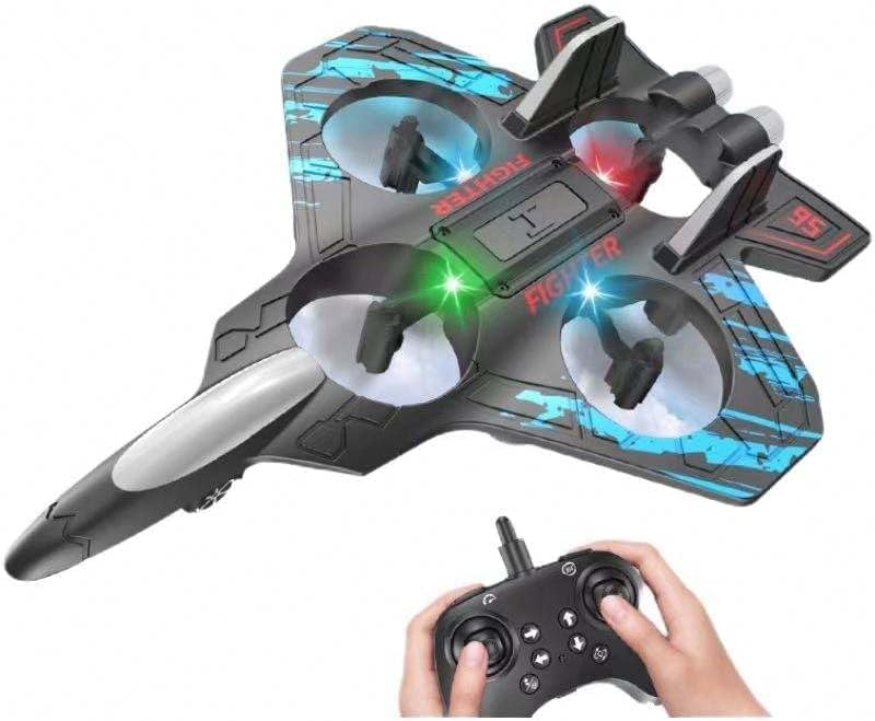 TECHORAA Remote Control Fighter Jet with LED Lights, 2.4G High Speed RC Plane, Rechargeable Battery, Ages 14+, Indoor Outdoor Flying Toy