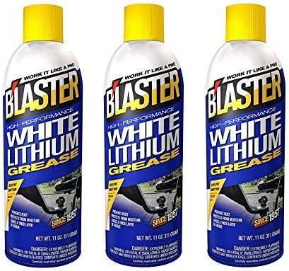 B’laster White Lithium Grease Spray – High-Performance Lithium Grease Spray – Helps Protect Against Moisture & Oxidation - Reduces Friction & Leaves a Durable Lubricating Layer – 11oz (Case of 3)