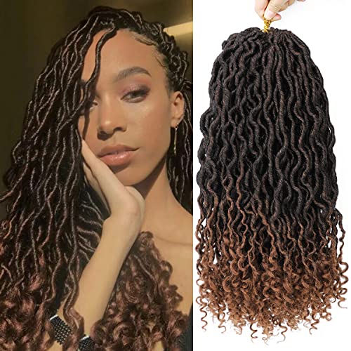 6 Packs New Goddess Locs Crochet Hair Deep Wave Braiding Hair with Curly Ends Goddess Faux Locs Crochet Hair Synthetic Braids Hair Extensions (18inch,T30)