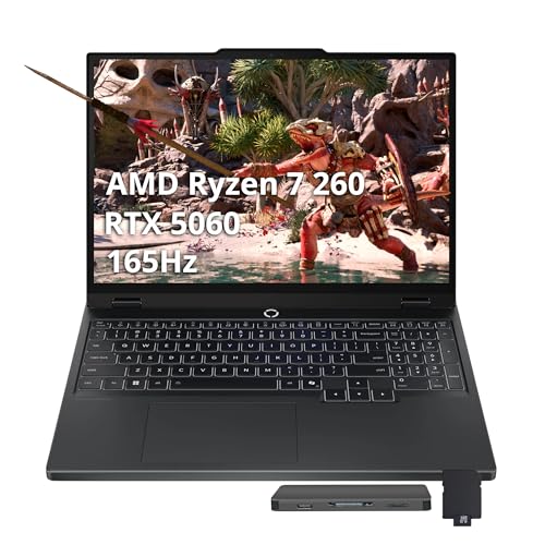 Image of Lenovo Legion 5 15.3 inch WUXGA 165Hz Gaming Laptop, AMD Ryzen 7 260, GeForce RTX 5060, 32GB DDR5, 3TB Storage (2TB SSD+1TB Docking Station Set), Backlit Keyboard, HD Camera, Wi-Fi 6, Win 11 Pro, Black