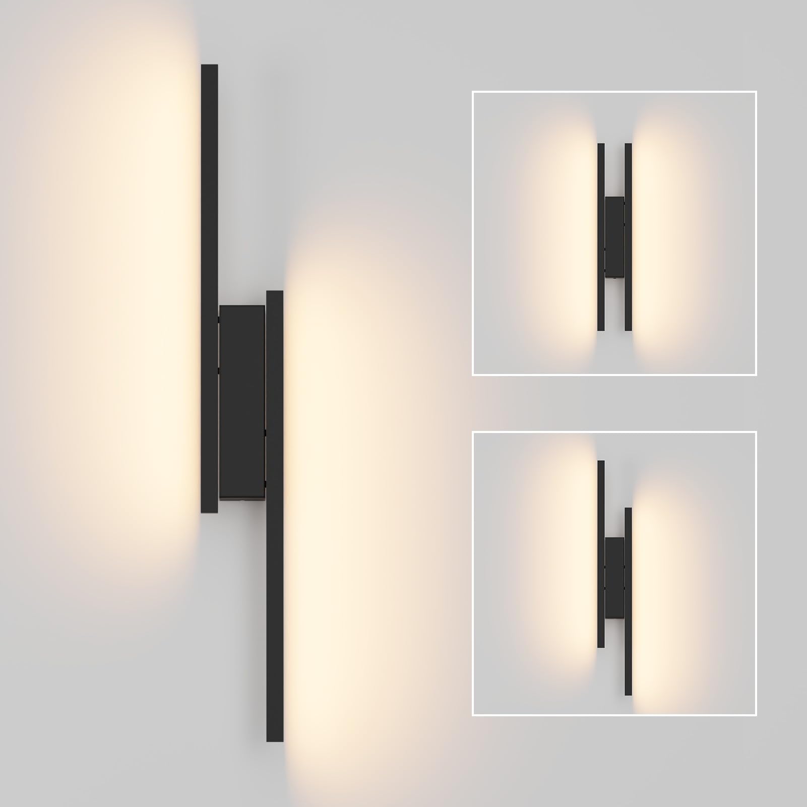 Klighten Wandleuchte Innen LED 24W 1700LM, Mordern Dekorative Wandlampe Für Schlafzimmer Wohnzimmer Korridor Treppenhaus, Einstellbare Länge: 40~60 cm, Warmweiß 3000K, Schwarz
