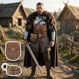 AYBUY Średniowieczne zestawy toreb na pasek wikingów, średniowieczny pasek wikingów ze skórzanym woreczkiem, akcesoria renesansowe na cosplay, Halloween, Światowy Dzień Książki, przebranie na imprezę