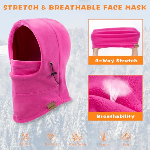 Kids Balaclava Windproof Ski Mask Hood Face Mask Neck Warmer for Cold Weather, Winter Hat for Boys Girls (1, Pink)