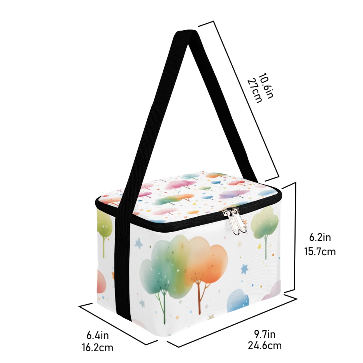 GzLeyigou Lunch Bags for Women Men 9 Cans,Colorful Tree Hot & Cold Food Delivery Bag Insulated Grocery Bag Insulated Lunch Box Cartoon Tree Cooler Bag for Office Work Picnic Beach