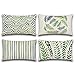 Artscope 4 Piezas Impermeables Funda de Cojines, de Exterior Funda de Almohada Cuadrado para Patio Balcón Jardín Sofá Oficina Hogar Decorativas 30x50cm, Verde Geométrico