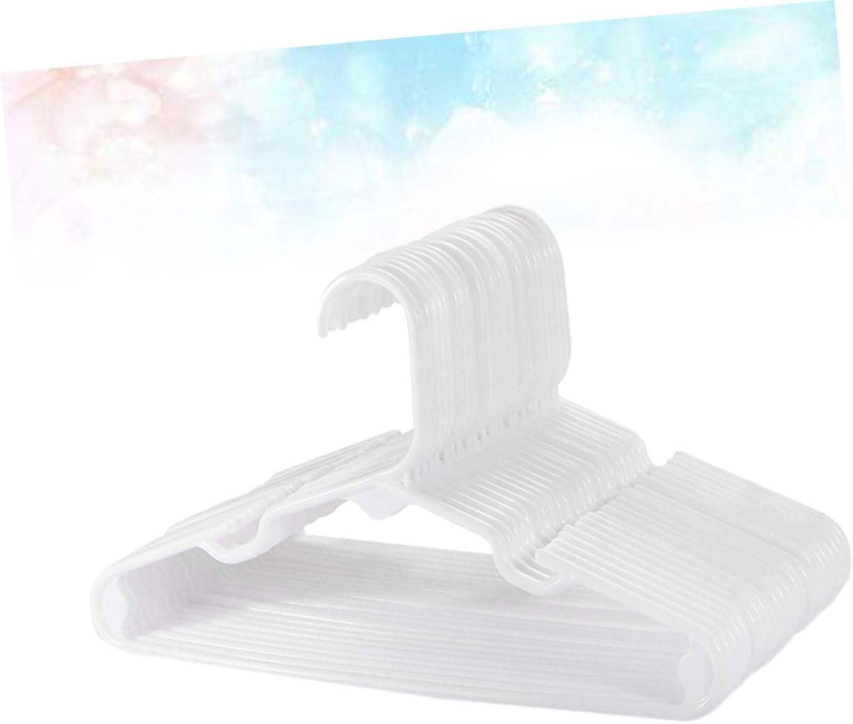 OUNONA 20pcs Kids Clothes Hangers Sturdy Plastic Wardrobe Hangers for Boys and Girls Adjustable Coat Hooks for Home Use (White)