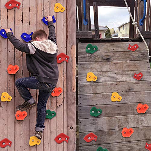 AmazeFan 25 DIY Rock Climbing Holds for Kids & Adults, Climbing Wall Grip Kits for Outdoor Indoor Home Playground with Mounting Hardware for Up to 2" Installation