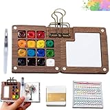 Tobios Mini Watercolor Travel Kit, Portable Paint Set for Beginners, Includes Picture Book & Artist Supplies