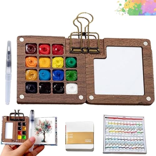 Tobios Mini Watercolor Travel Kit, Portable Paint Set for Beginners, Includes Picture Book & Artist Supplies