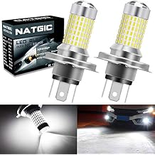 H4 HB2 9003 LED Bulbs Super Bright 3000LM 3014SMD 144-EX Chipsets with Lens Projector for Fog Lights, Automotive Driving Lamps, Daytime Running Lights, Xenon White Pack of 2