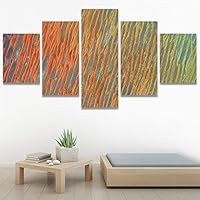SIGNWIN 5 Panel Canvas Wall Art Abstract Aerial Contemporary Mixed Media Modern Art Multicolor Texture for Home Decorations Ready to Hang - 60
