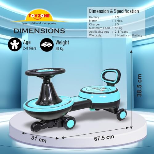 Image of Toyzone Orbiter Electric Magic Car (Blue) | Rechargeable Ride On with 12V 4.5 AH Battery | Colourful LED Lights & Music | Made in India | 6M Battery Warranty | Age 2-10 Years, Upto 30 KGs