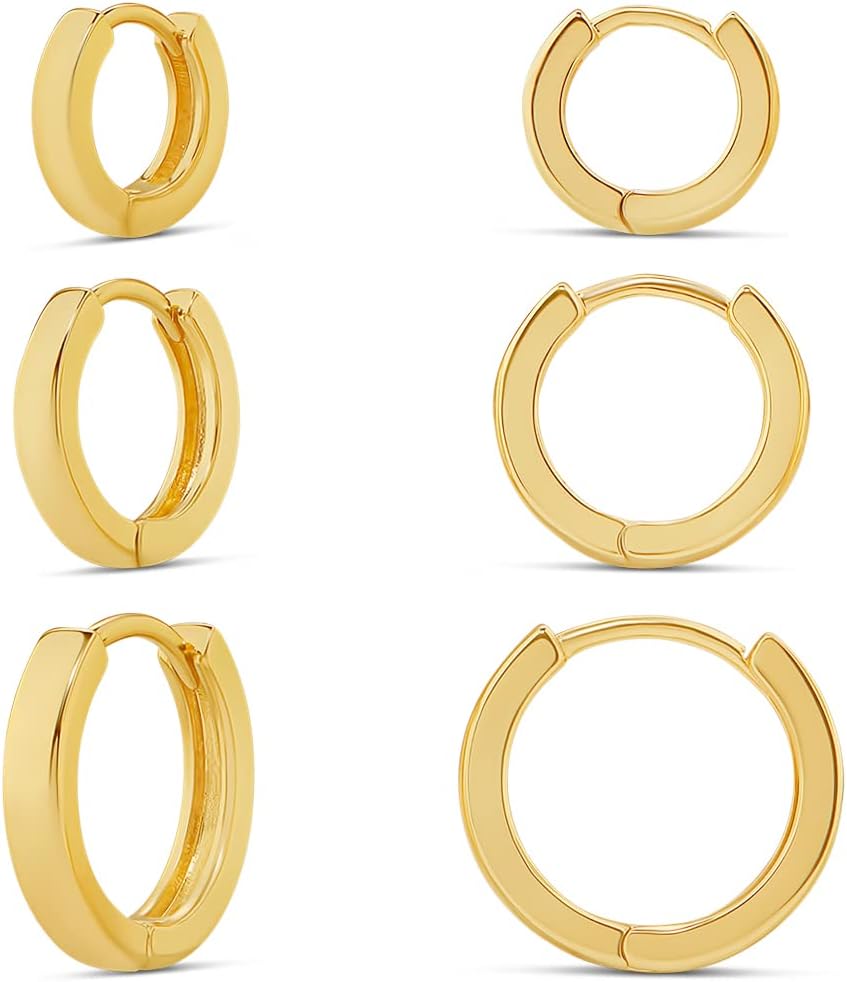 14K Gold or Sterling Silver Plated Hoop Set