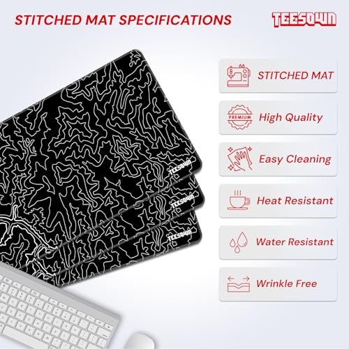 Image of Black Canyon Map Stitched Mousepad (11x23) for Laptop, Desktop, PC and Gaming Deskmat (Stitched Black 2.O, L)
