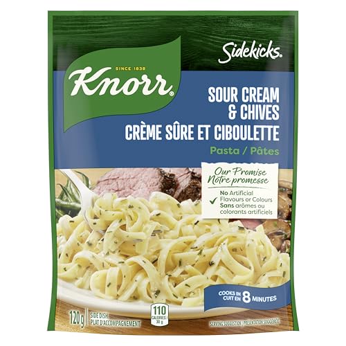 Knorr Sidekicks Pasta Side Dish for a quick meal that's easy to prepare Sour Cream & Chives without artificial flavours or colours 120 g 8 count