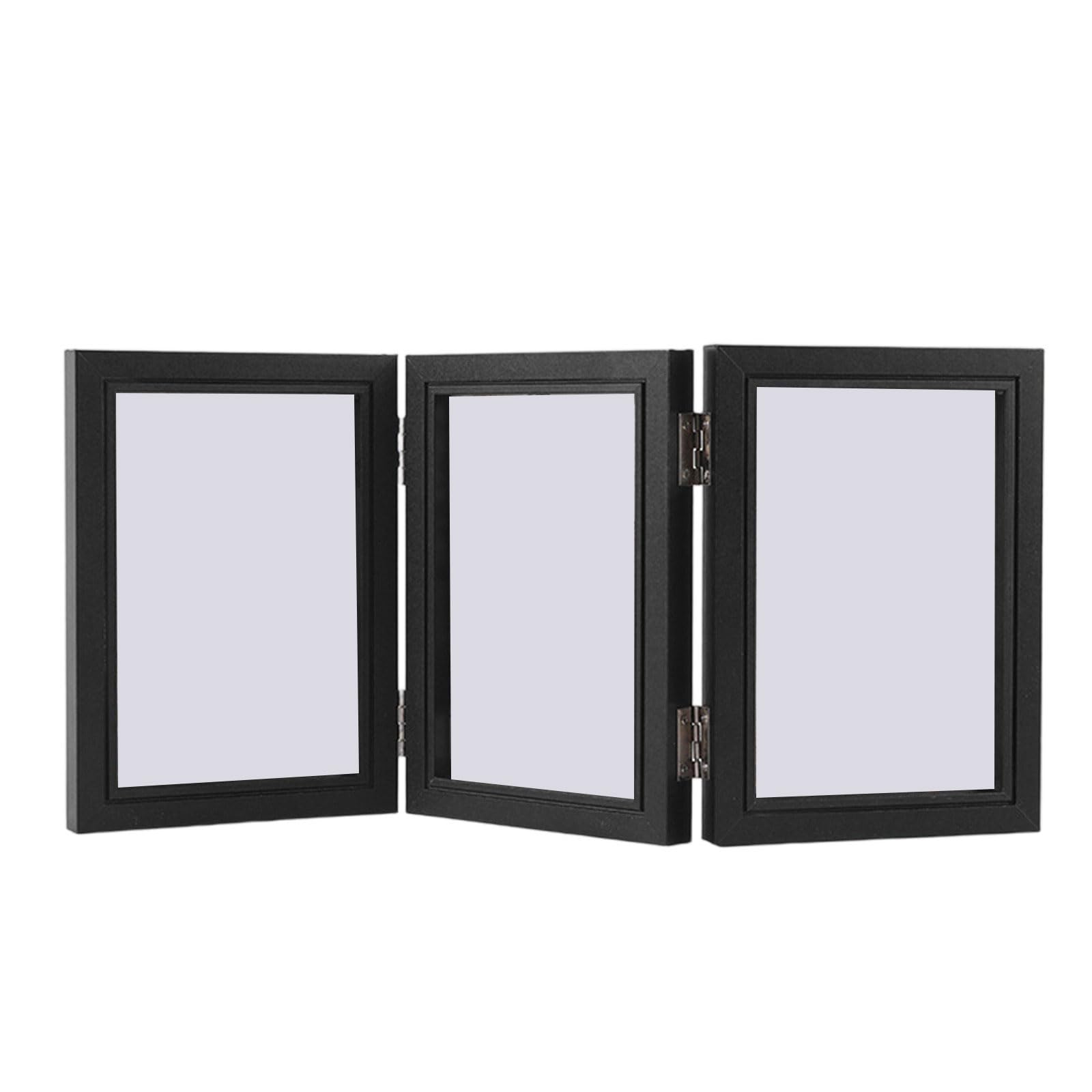 2/3 Folding Accordions Picture Frame Foldable Hinged Collage Photo for Tabletop Display Multiple Family Pictures Multiple Wooden Desk Picture