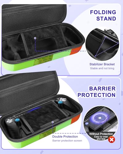 Image of FYOUNG Accessories Kit for PlayStation Portal, Carrying Case Bundle and Magnetic Portable Charger for PS5 Portal with Protective Case, 2 Screen Protectors, Wired Headphone, 8 Thumb Grips (Green)