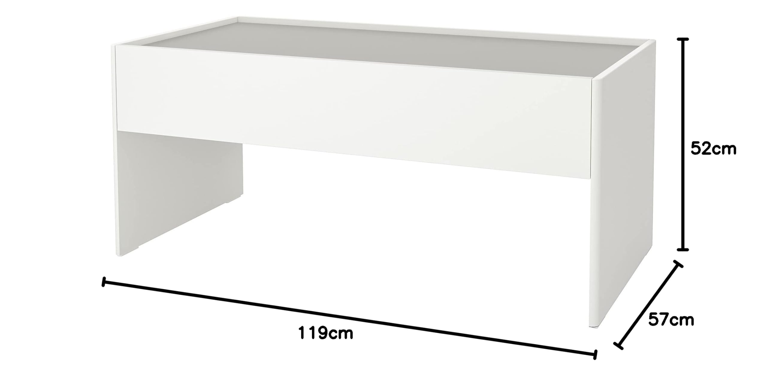 IKEA Dundra, tavolino con contenitore, bianco/grigio