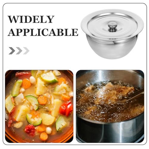 Tazón grande de acero inoxidable con tapa 9 pulg para cocina miniatura 3