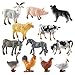 Hpory Animali da Foresta Figure di Plastica, 12 Pezzi Animali Della Fattoria Giocattolo Compresi Mucche, Cavalli, Asini, Capre, Oche, Set di Educativi Giocattoli per Ragazzi Ragazze Bambini