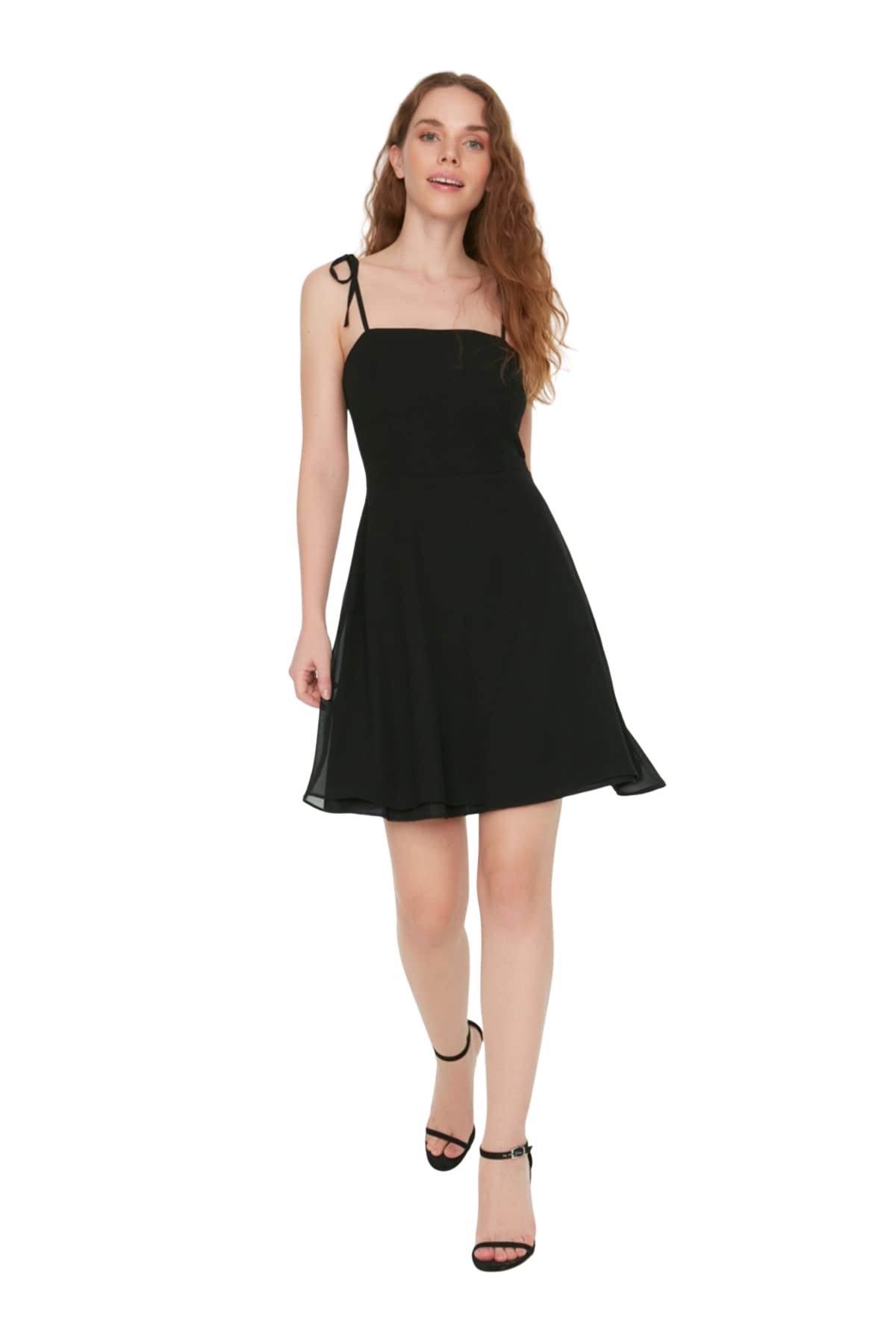 Trendyol FeMan Midi Skater Regular fit Woven Dress Black
