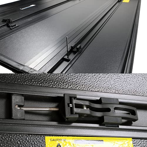 Ikon Motorsports, Tonneau Cover Compatible With 1988-2002 Chevrolet/Gmc C1500/C2500/C3500/K1500/K2500/K3500 With 6.5' Fleetside Bed, Black Frp Fiberglass Hard 4-Fold Truck Bed Tonneau Cover, 1989 1990 #TOP6