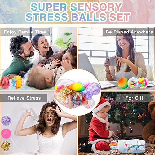 Besnel Sensory Stress Balls Set,Squishy Stress Ball,8 Pack Stress Relief Ball Toys For Adults Kids Anxiety Relief Sensory Balls Squeeze Ball #TOP6