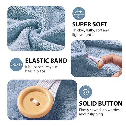 Yfong Thicker Hair Drying Towels, Hair Towels With Buttons, More Absorbent Microfiber Hair Towels For Curly Hair, Fast Drying Hair Wraps For Women And Girls, Microfiber Towels For Hair #TOP3