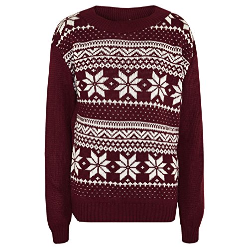 Girls Boys Christmas Jumpers Kids Novelty Snowflake Print Xmas Sweater 5-12 Year