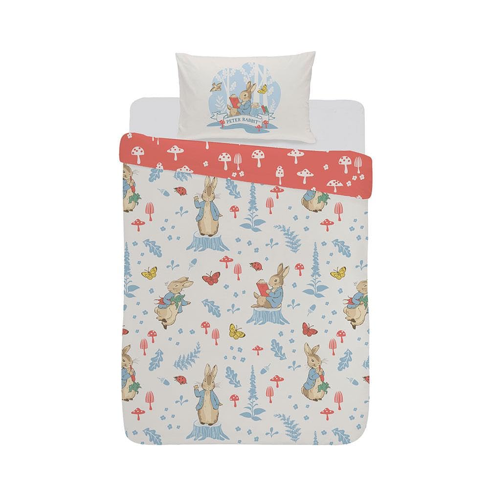 dreamtex Peter Rabbit Forest Life Junior Reversible Duvet Cover and Pillowcase Set for Junior, Toddler Bedrooms (JR1-PTR-FOR-12)