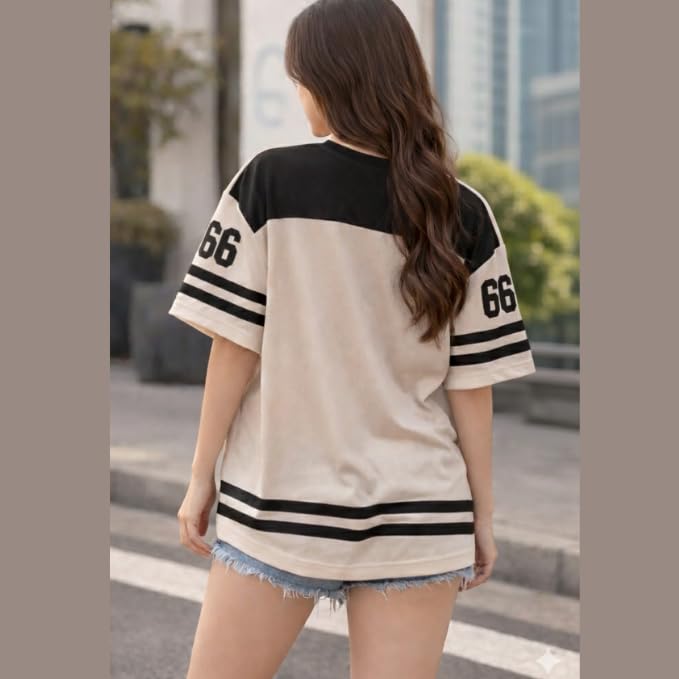 Image of BLACKSTEP Women Oversized Cotton Jersey Tshirt | Loose Fit Streetwear Casual Top | Drop Shoulder Longline T Shirt for Girls College Wear Travel Gym Daily Outfit