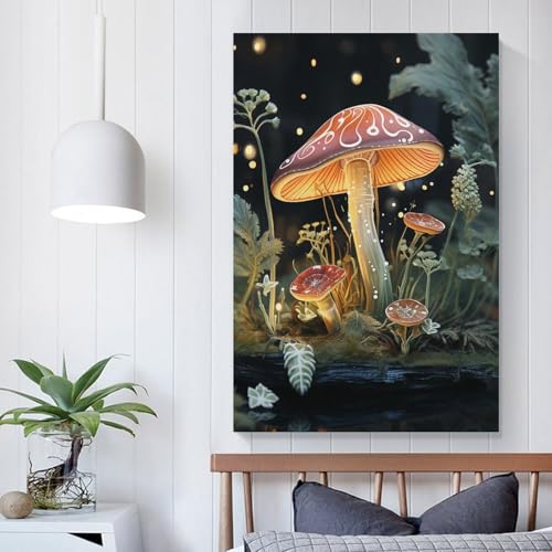 Toile murale papillon champignon 60x90cm avec impression haute definition - 5