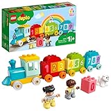 lego duplo Der LEGO DUPLO Zahlenzug - Zählen lernen besteht aus 10 Steinen mit Zahlen, die in den Waggons des Schiebezugs transportiert werden können