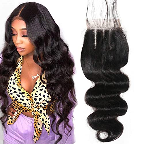 DreamPack Body Wave Lace Closure Human Hair 9A Brazilian Virgin Hair 100% Unprocessed Remy Hair Half Hand Made 4X4 Middle Part Lace Closure Natural Color 10inch