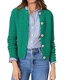 PRETTYGARDEN Women's Knit Cardigan Sweaters Casual Long Sleeve Open Front Button Down Trendy Jackets Outerwear (Green,X-Large)